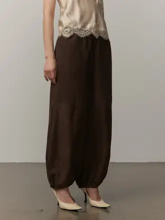 Birgitte Herskind Sylvia Suede Mid Waist Pants - Coffee Brown