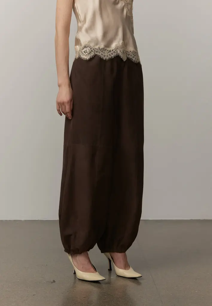 Birgitte Herskind Sylvia Suede Mid Waist Pants - Coffee Brown