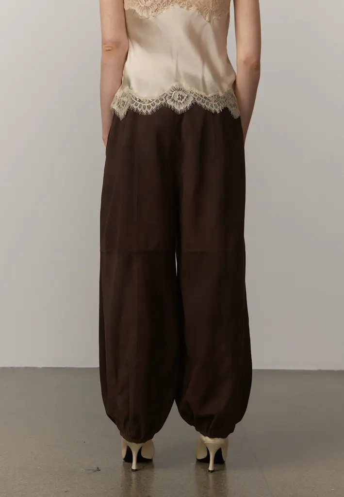 Birgitte Herskind Sylvia Suede Mid Waist Pants - Coffee Brown