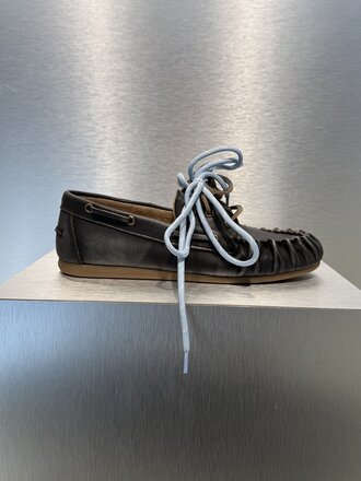 Posa Boat Loafer Wrinkle - Brushed Leather - Black