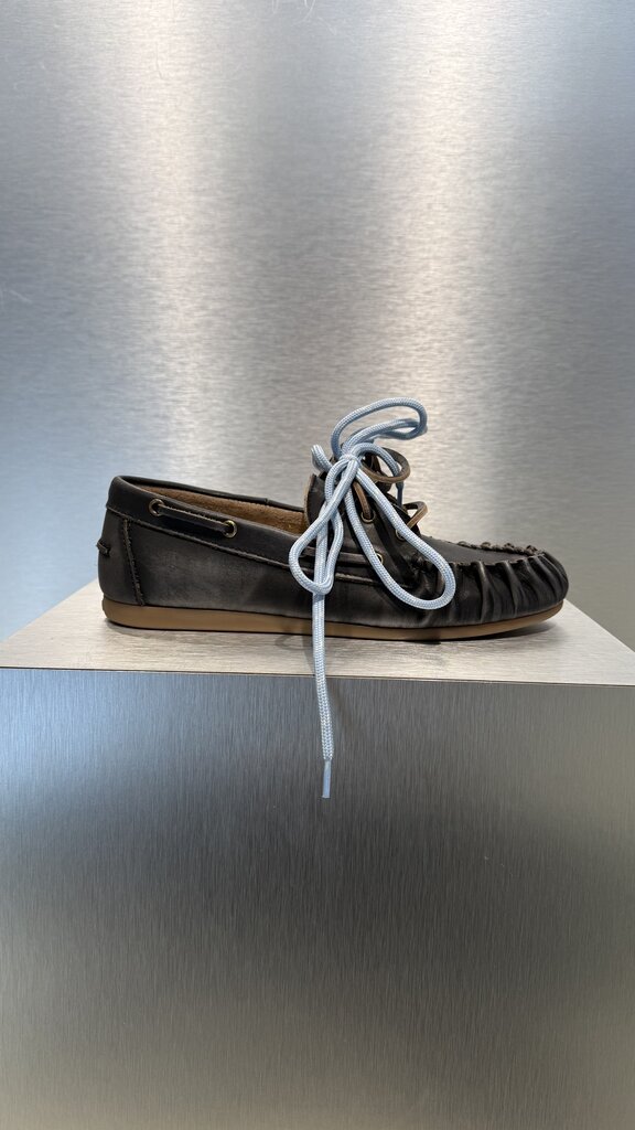 Posa Boat Loafer Wrinkle - Brushed Leather - Black