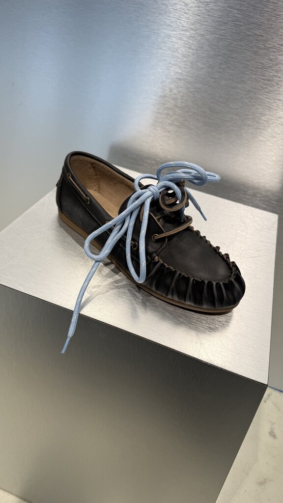 Posa Boat Loafer Wrinkle - Brushed Leather - Black