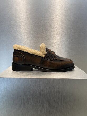 Posa Penny Fur Loafer - Coffee