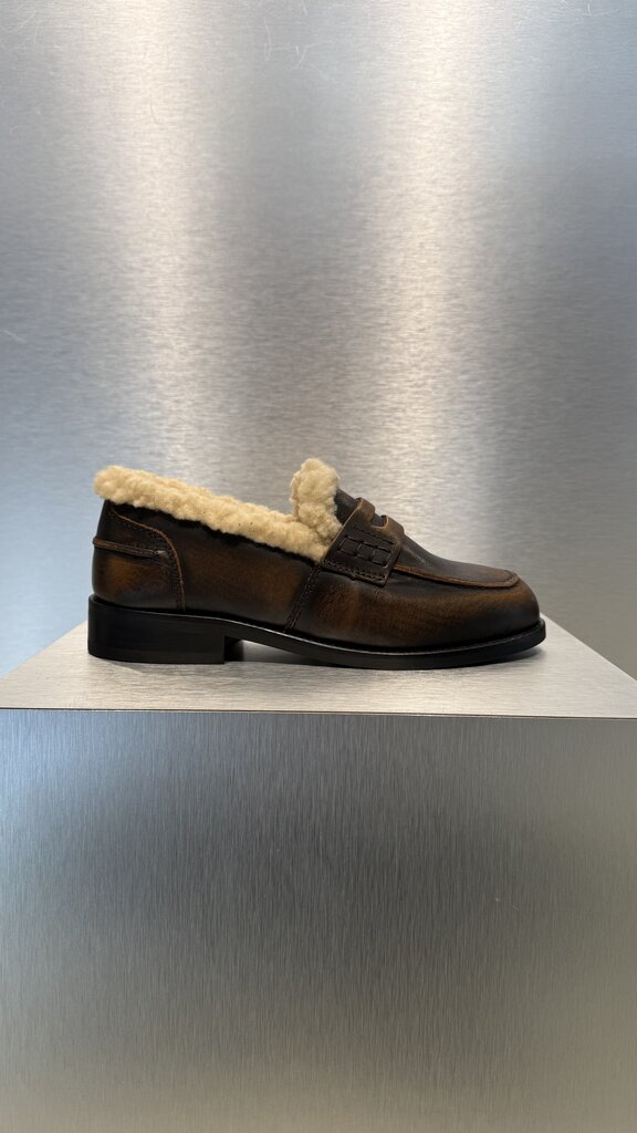 Posa Penny Fur Loafer - Coffee