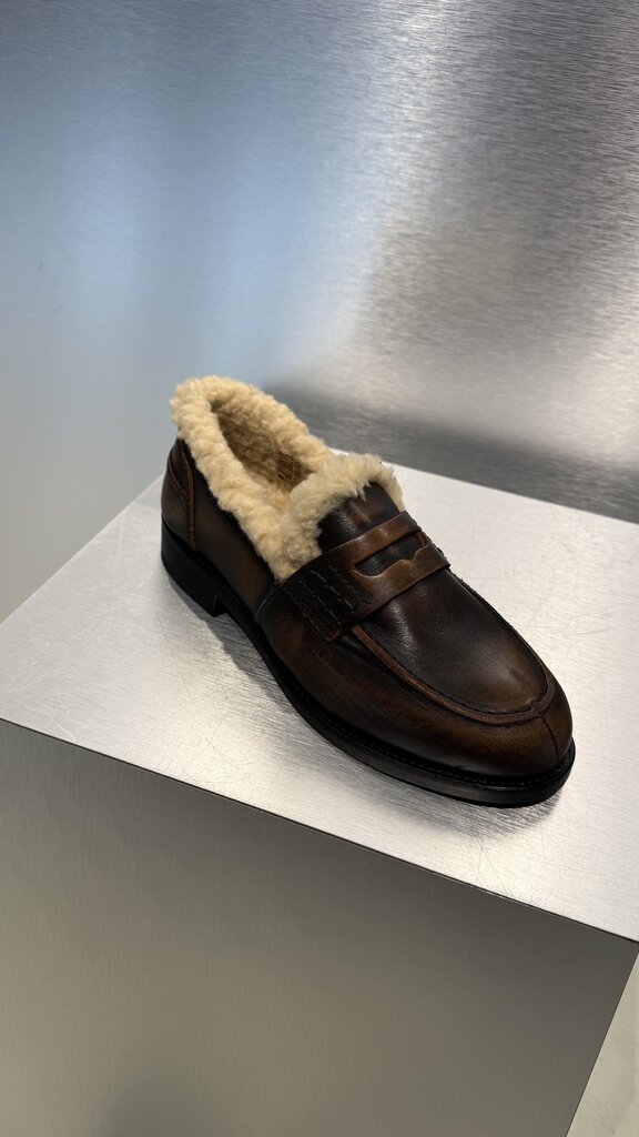 Posa Penny Fur Loafer - Coffee
