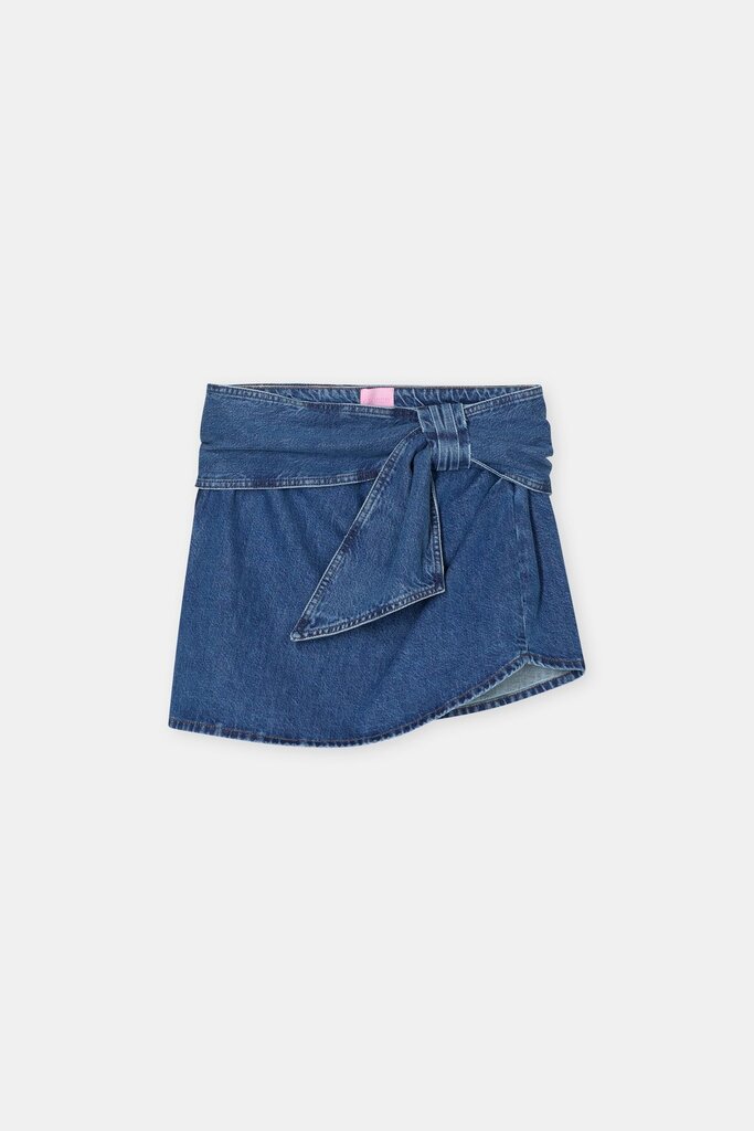 Closed Draped Mini Skirt - Mid Blue
