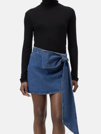 Closed Draped Mini Skirt - Mid Blue