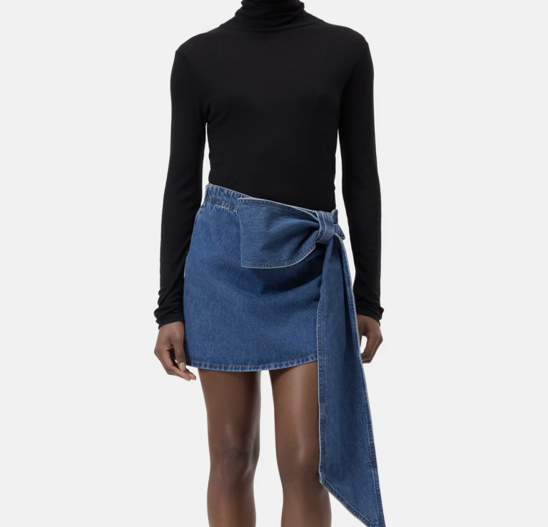 Closed Draped Mini Skirt - Mid Blue
