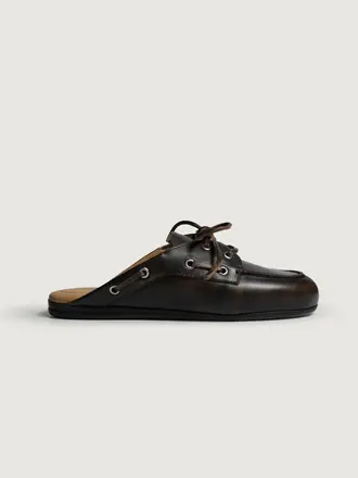 Posa Boat Loafer Mule - Coffee