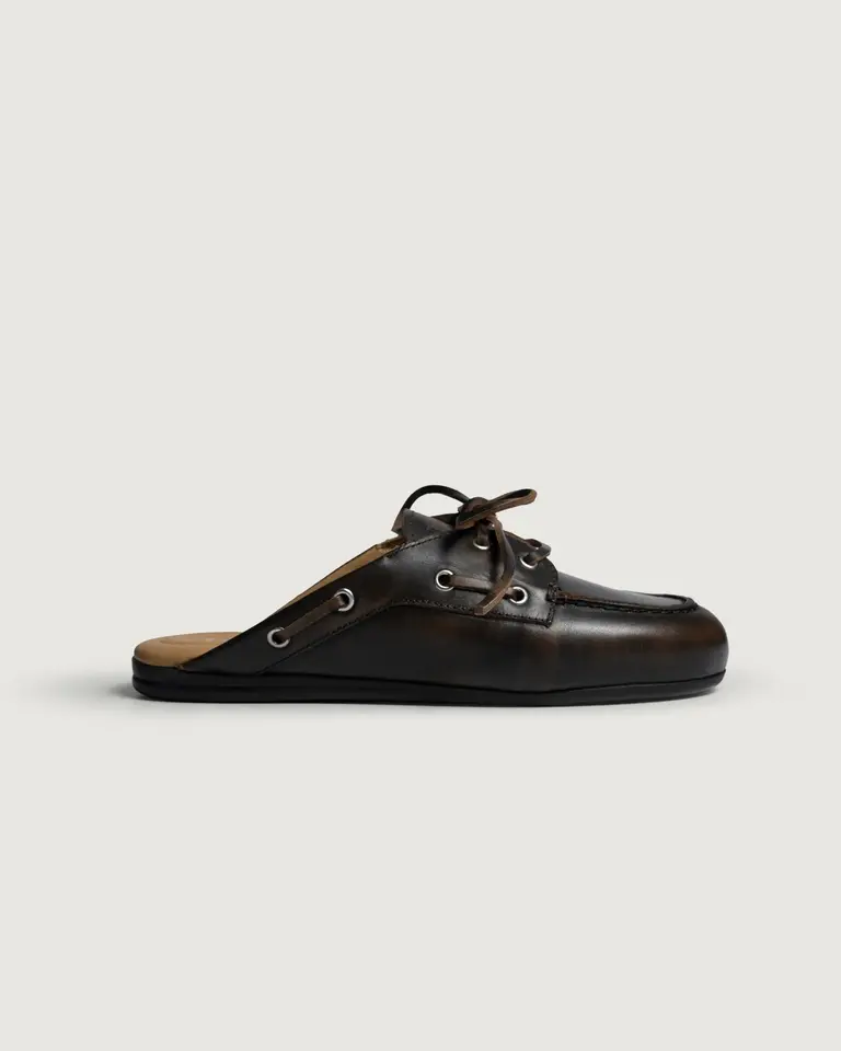 Posa Boat Loafer Mule - Coffee