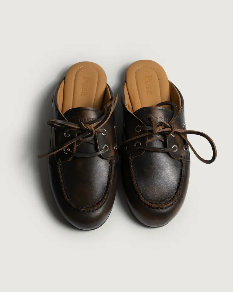 Posa Boat Loafer Mule - Coffee