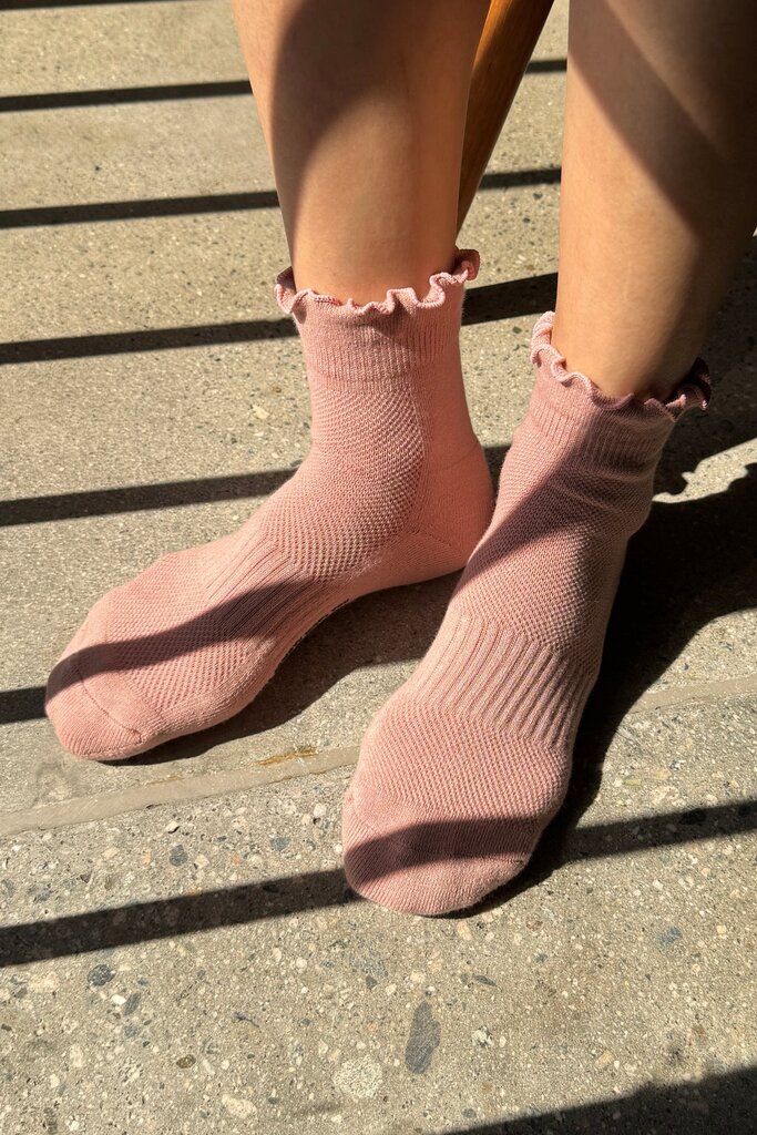 Le Bon Shoppe Ruffled Hugger Crew Socks - Vintage Pink/Black