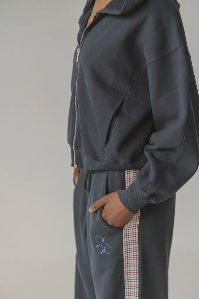 Cou Cou Collection Soho Zipper Vest - Navy Checks