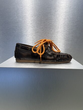 Posa Boat Loafer Wrinkle - Brushed Leather - Coffee