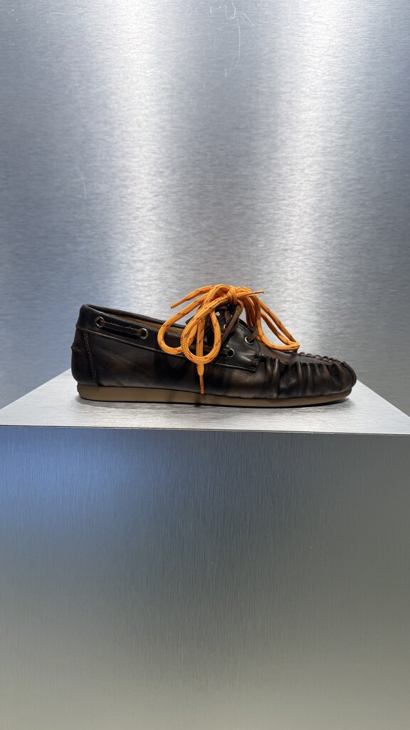 Posa Boat Loafer Wrinkle - Brushed Leather - Coffee