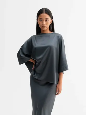Ahlvar Gallery Tori Satin Tee - Dark Grey