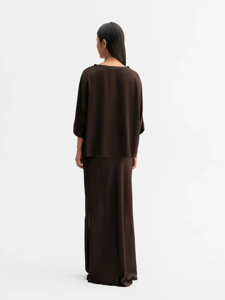Ahlvar Gallery Tori Satin Tee - Dark Brown
