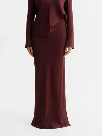 Ahlvar Gallery Hana Long Silk Skirt - Burgundy