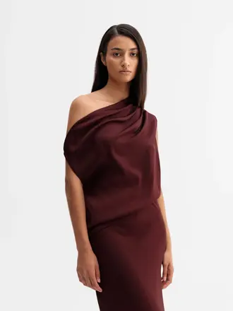 Ahlvar Gallery Lana Silk Tank Top  - Burgundy 2.0