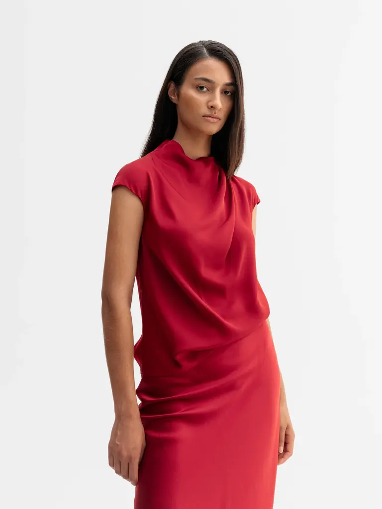 Ahlvar Gallery Lima Silk Top - Dark Red