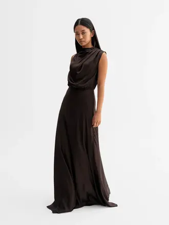 Ahlvar Gallery Eli Satin Dress - Dark Brown