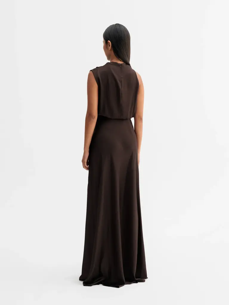 Ahlvar Gallery Eli Satin Dress - Dark Brown