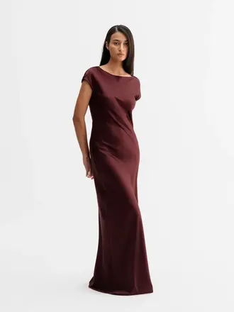Ahlvar Gallery Yuni Satin Dress - Burgundy