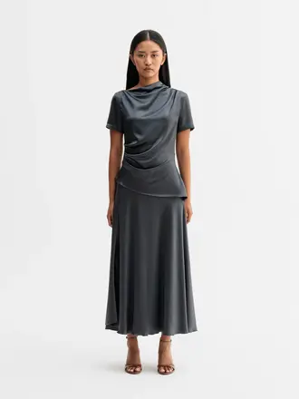 Ahlvar Gallery Lizi Satin Tee - Dark Grey