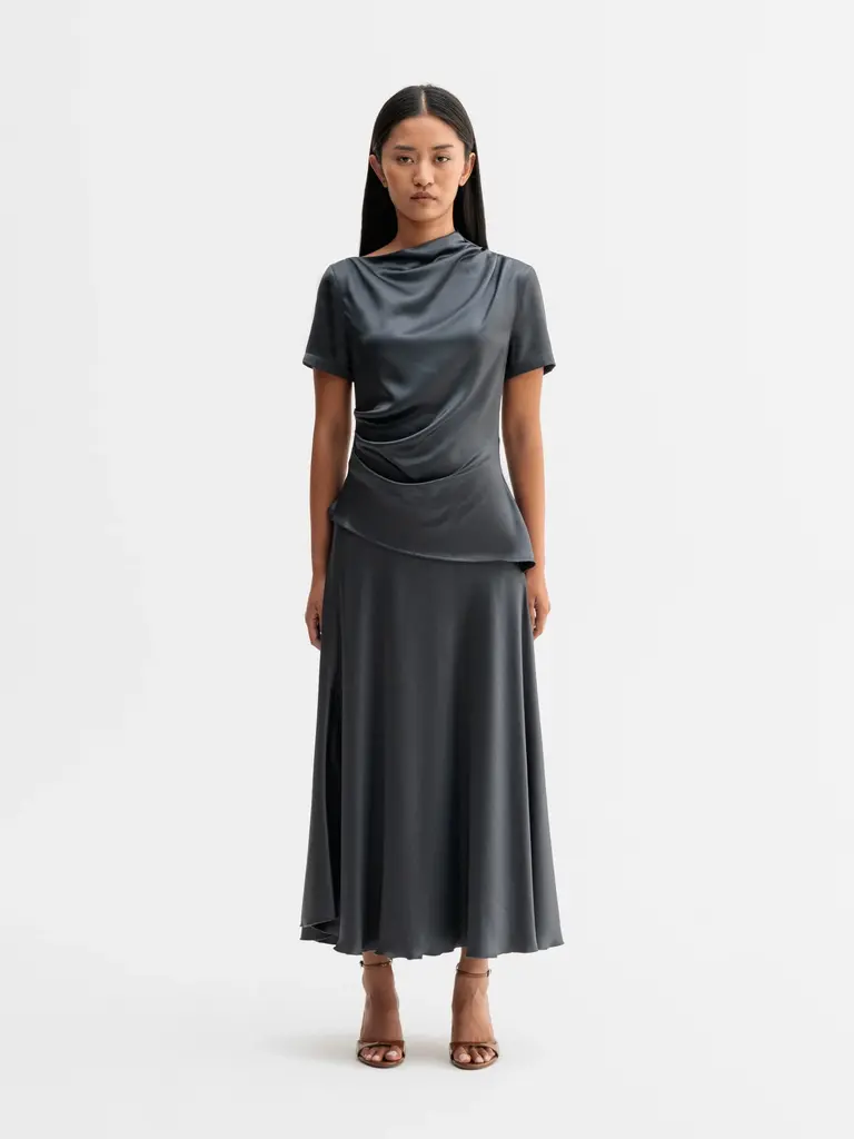 Ahlvar Gallery Lizi Satin Tee - Dark Grey