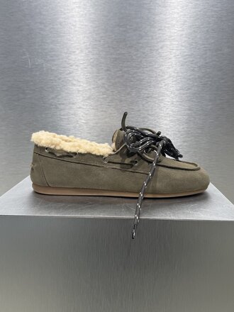 Posa Boat Loafer Suede FUR - Khaki