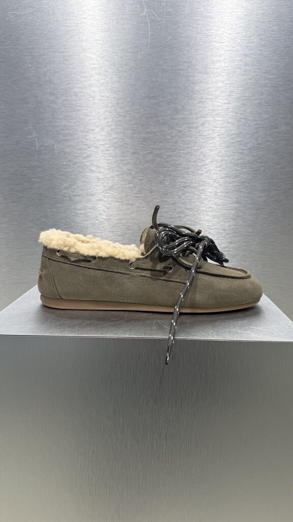 Posa Boat Loafer Suede FUR - Khaki