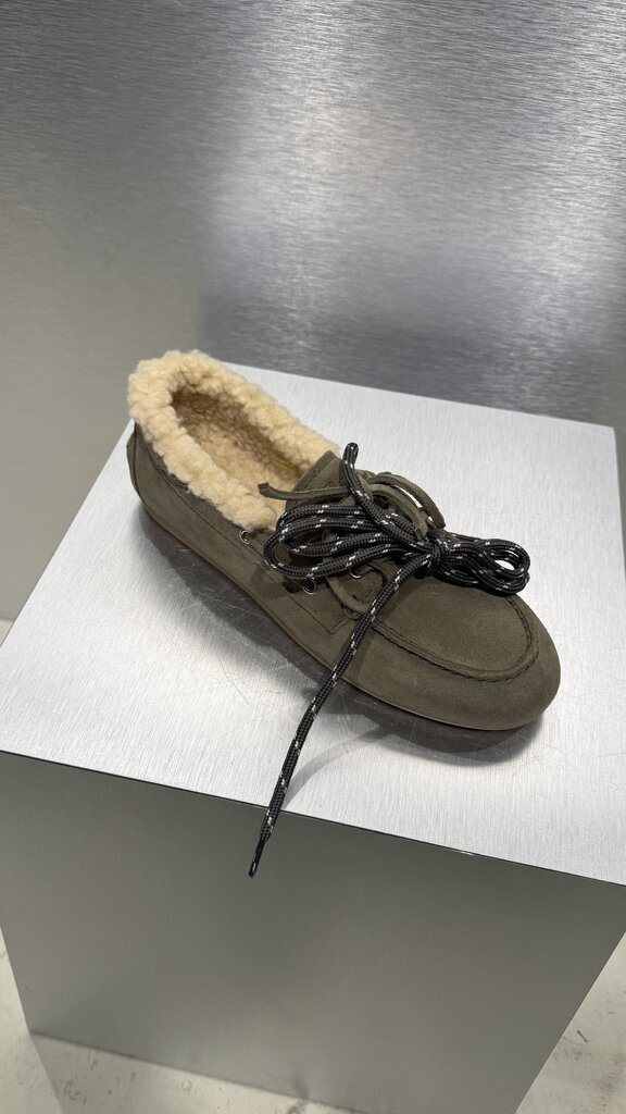 Posa Boat Loafer Suede FUR - Khaki