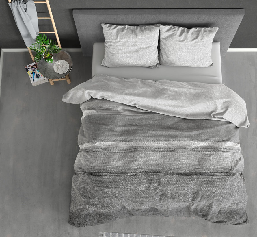 Stone Stripe - Flanel - Grijs Dekbedovertrek