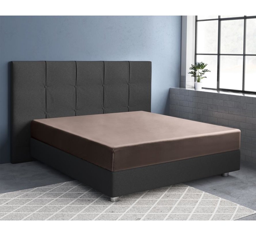 Hoeslaken Katoen-Satijn - Taupe