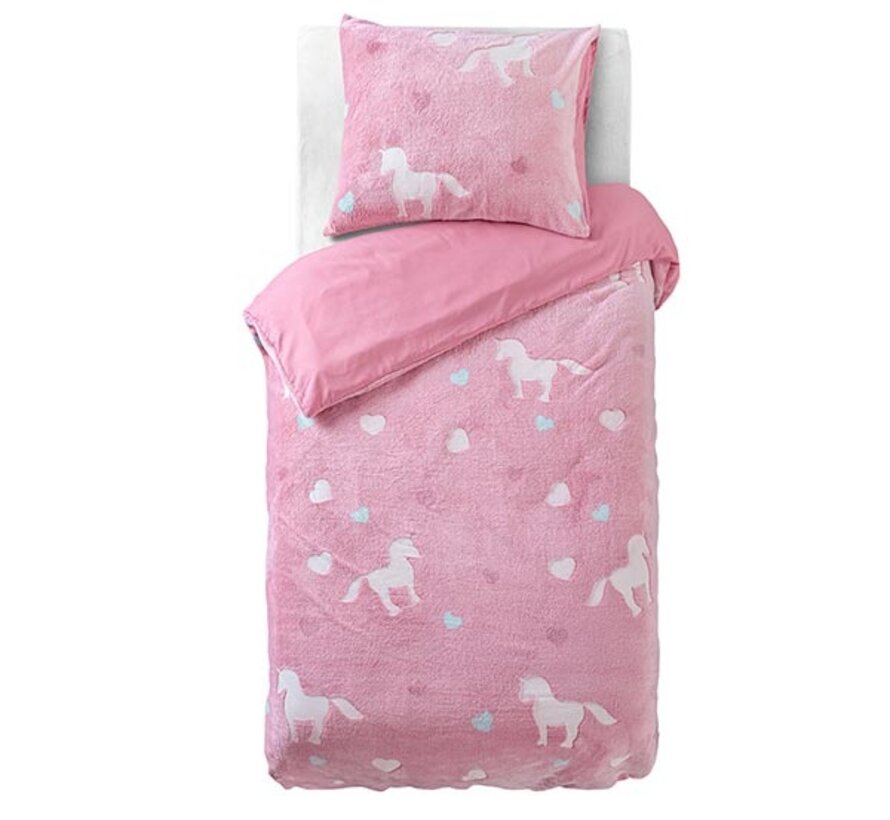 Glow in The Dark - Unicorn - Roze Dekbedovertrek