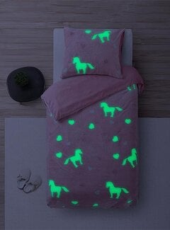 Sleeptime Glow In The Dark - Unicorn - Roze Dekbedovertrek