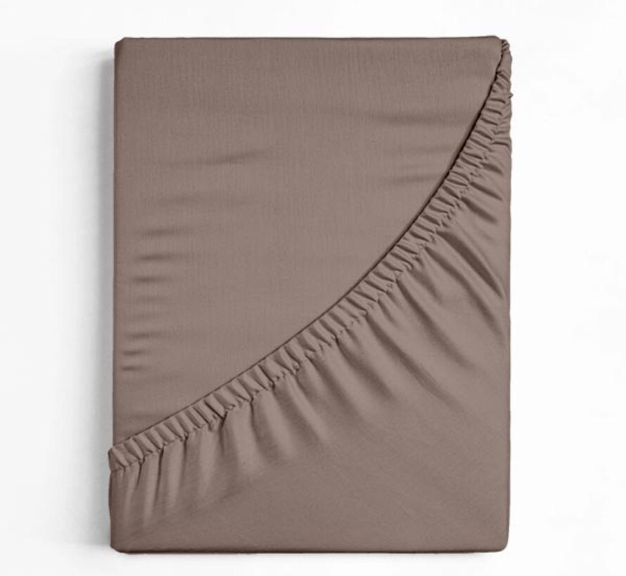 Hoeslaken Katoen-Satijn - Taupe