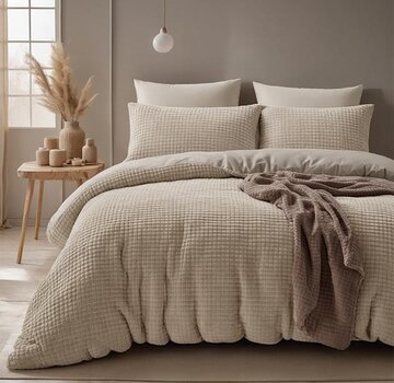 Sleeptime Check Teddy - Taupe Dekbedovertrek