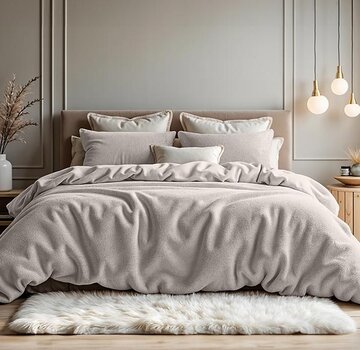 Sleeptime Teddy Katoen - Taupe/Roze Dekbedovertrek