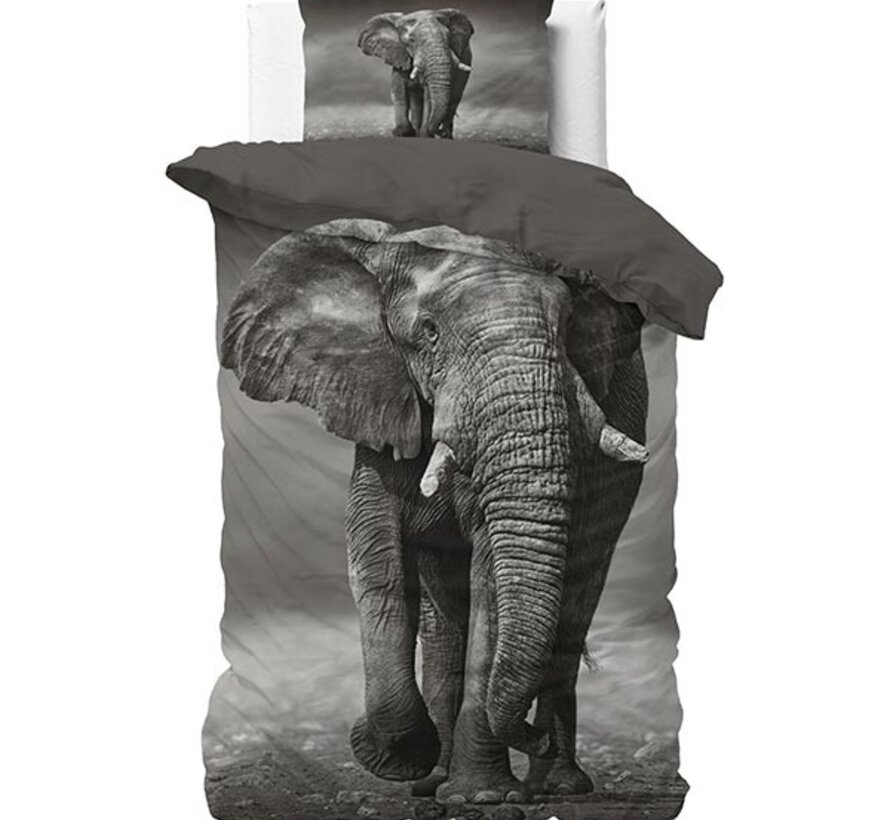 Elegant Elephant - Antraciet Dekbedovertrek