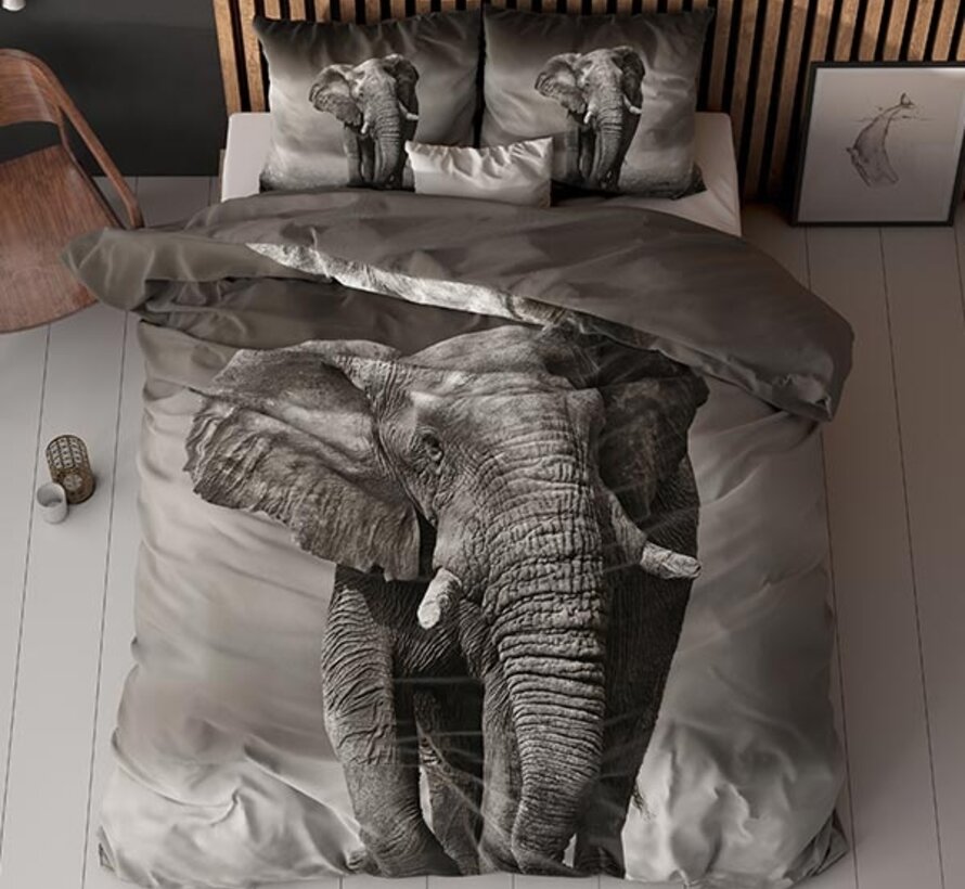 Elegant Elephant - Antraciet Dekbedovertrek