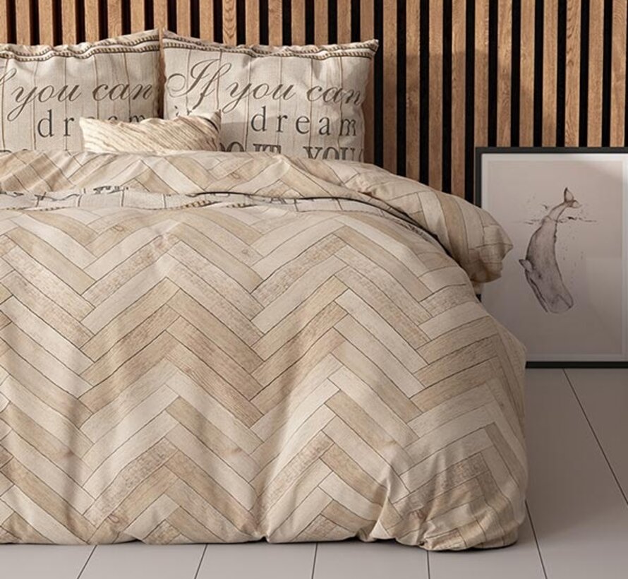 Visgraat - Zand Dekbedovertrek