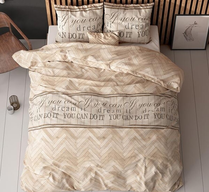 Visgraat - Zand Dekbedovertrek