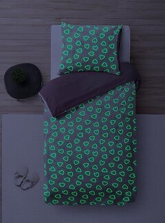 Sleeptime Glow In The Dark - Hearts - Roze Dekbedovertrek