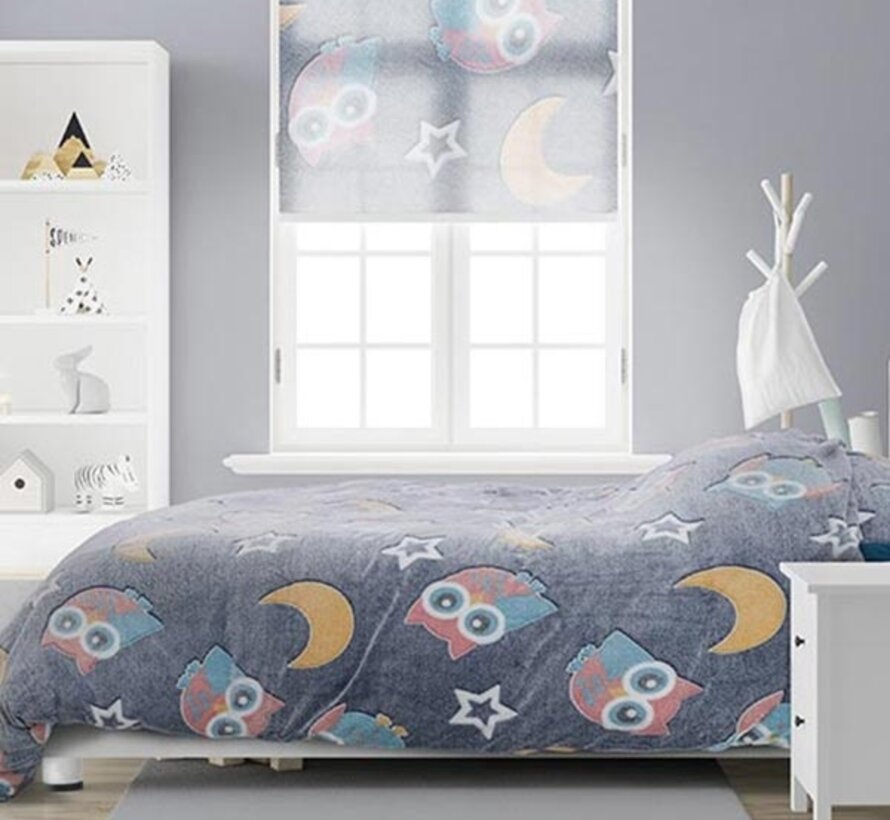 Glow in the dark - Night Owl - Blauw Dekbedovertrek