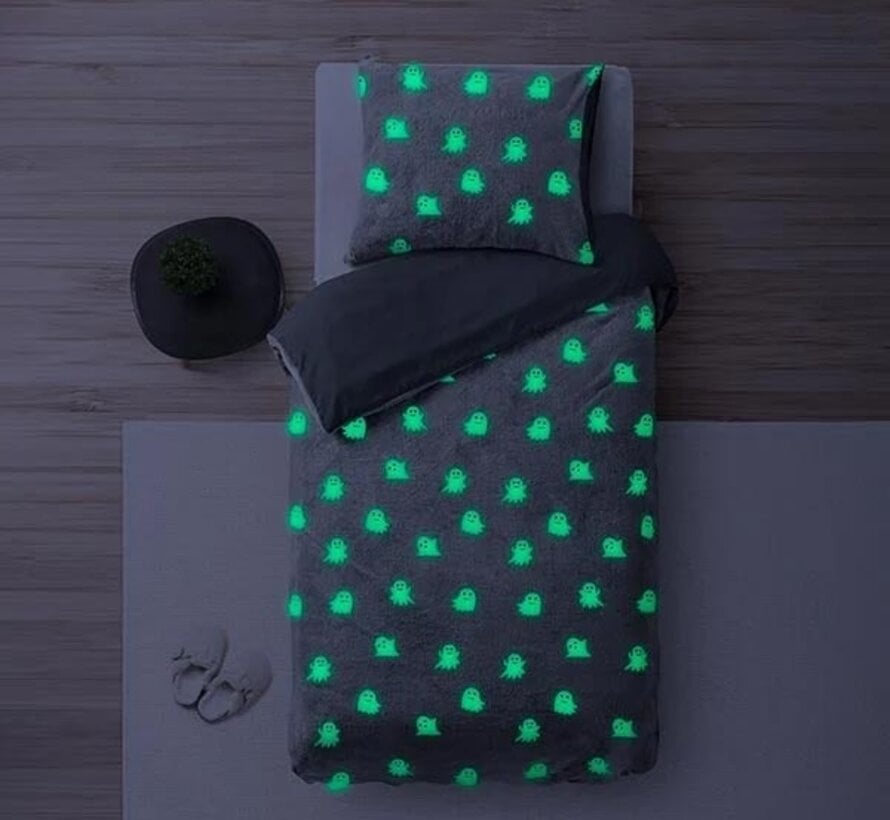 Glow In The Dark - Spooky - Grijs Dekbedovertrek