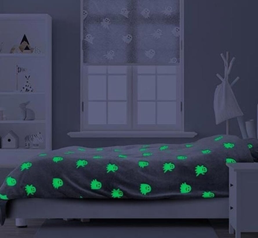 Glow In The Dark - Spooky - Grijs Dekbedovertrek