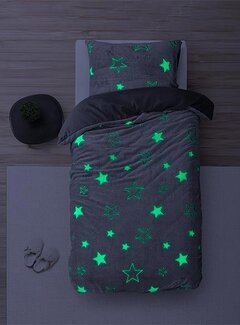 Sleeptime Glow In The Dark - Stars - Grijs Dekbedovertrek