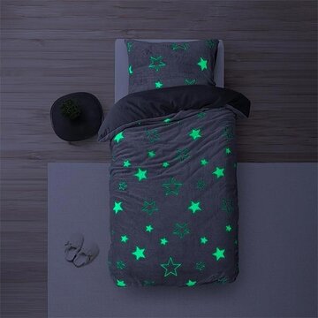 Sleeptime Glow In The Dark - Stars - Grijs Dekbedovertrek