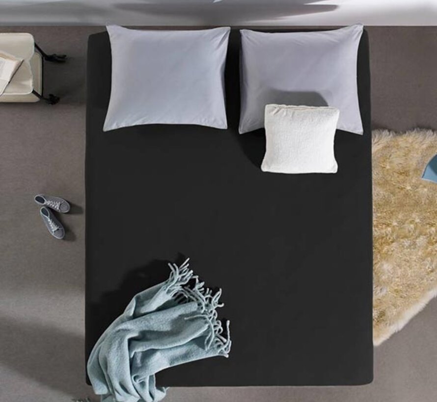 Hoeslaken Dubbel Jersey - Extra Hoog - Zwart